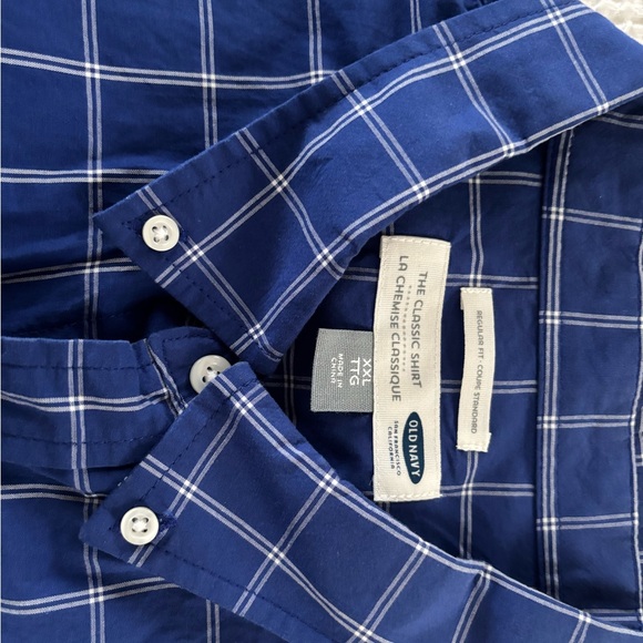 Old Navy Navy Blue Plaid Men's Shirt - Picture 4 of 7